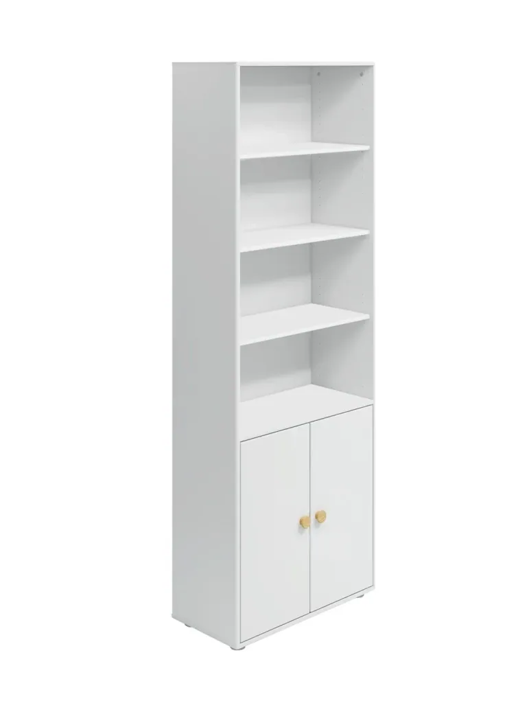 Flexa Bücherregal - Roomie, mit 2 Türen, 72x202,5 cm, Farbe: Weiß/Eiche