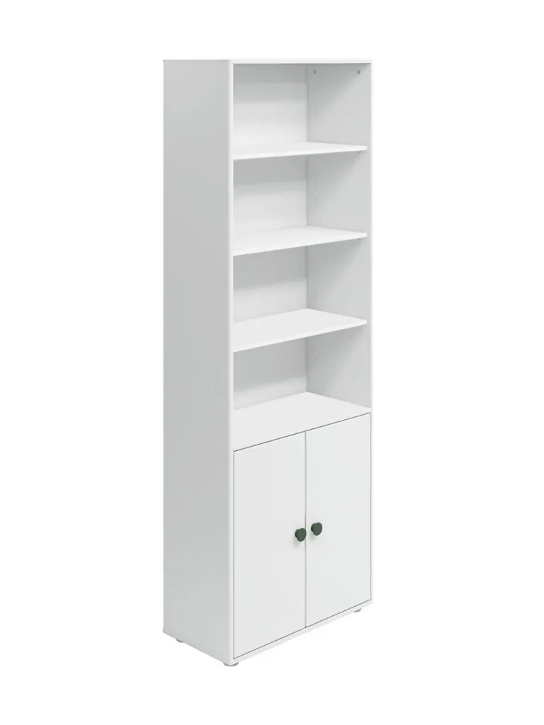 Flexa Bücherregal - Roomie, mit 2 Türen, 72x202,5 cm, Farbe: Weiß/Tiefgrün