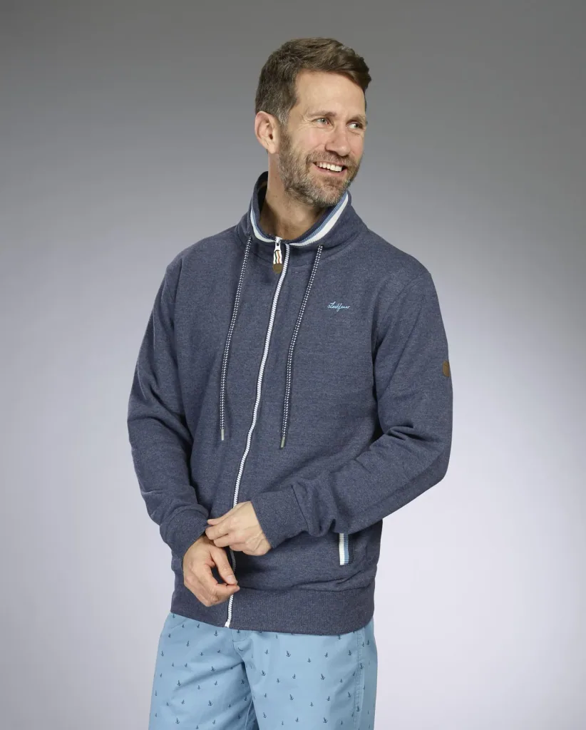 Sweatjacke, Farbe marine/melange, Gr.M