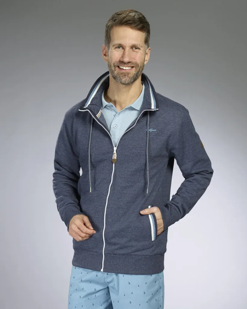 Sweatjacke, Farbe marine/melange, Gr.M