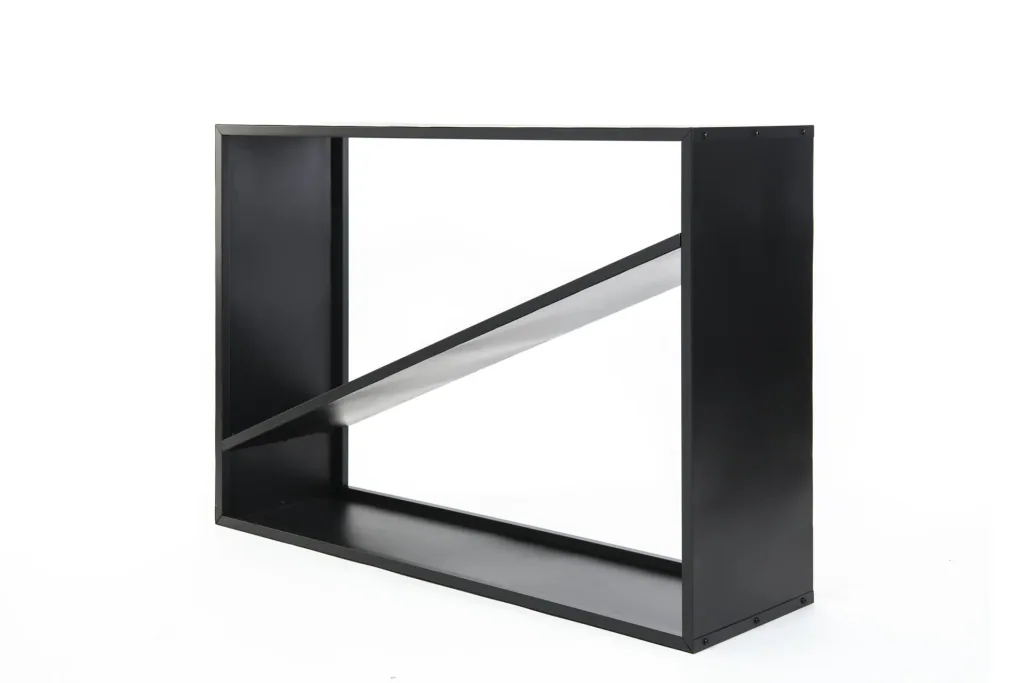 Westmann Kaminholzregal Hugo, 115×35×80 cm, Schwarz – Stahl mit diagonalem Fach
