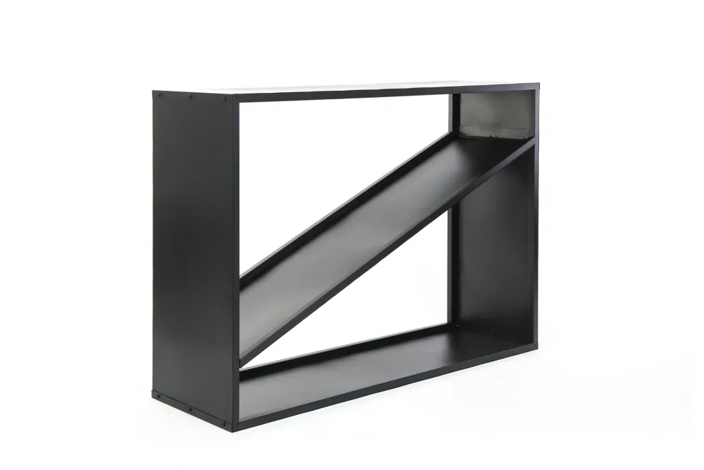 Westmann Kaminholzregal Hugo, 115×35×80 cm, Schwarz – Stahl mit diagonalem Fach