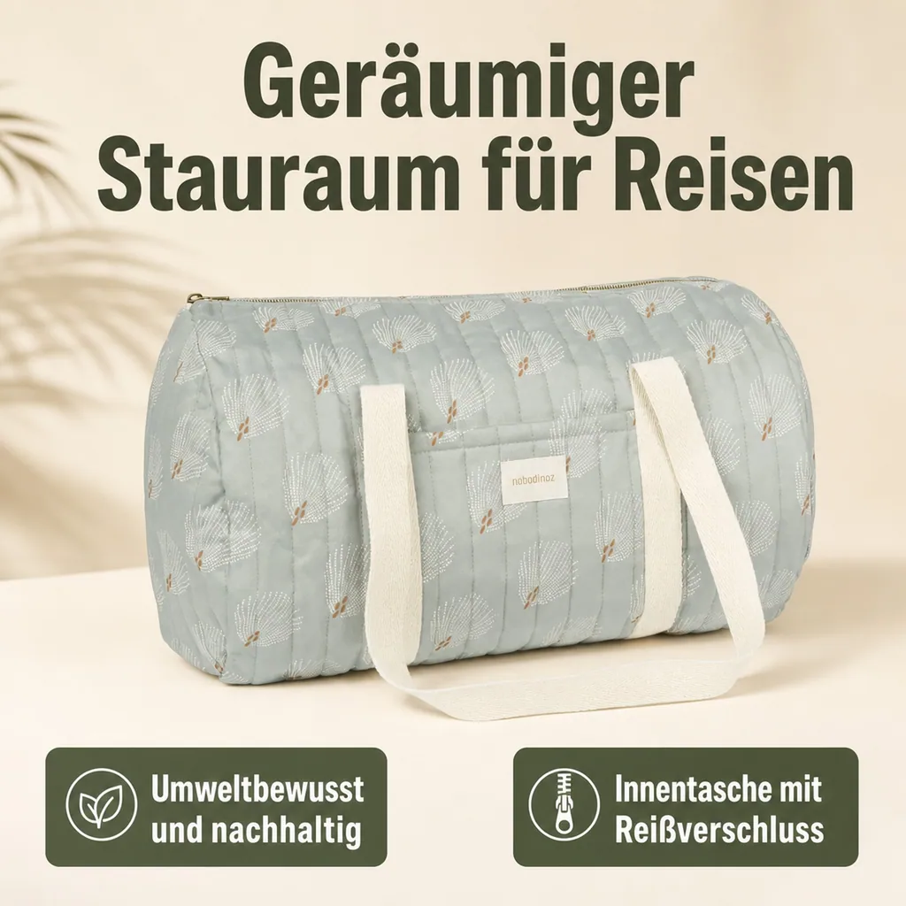 Nobodinoz STORIES Alltagstasche, Unterarmtasche, 45 x 30 x 30 cm, Farbe: Weißer Gatsby/ antikgrün