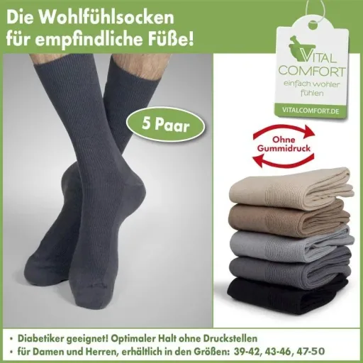Wohlfühlsocken, hell sortiert, Größe 43 - 46, 5er Paar