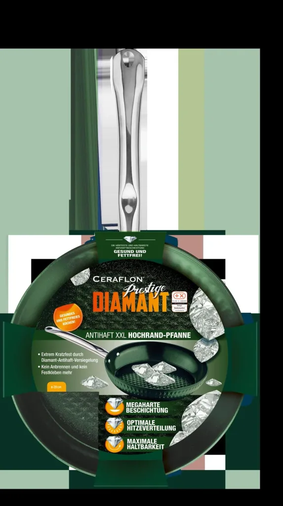 Pfannenset Ceraflon Prestige Diamant XXL Antihaft, 3 teilig Smaragd - Ø 20 cm / 24 cm/ 28 cm