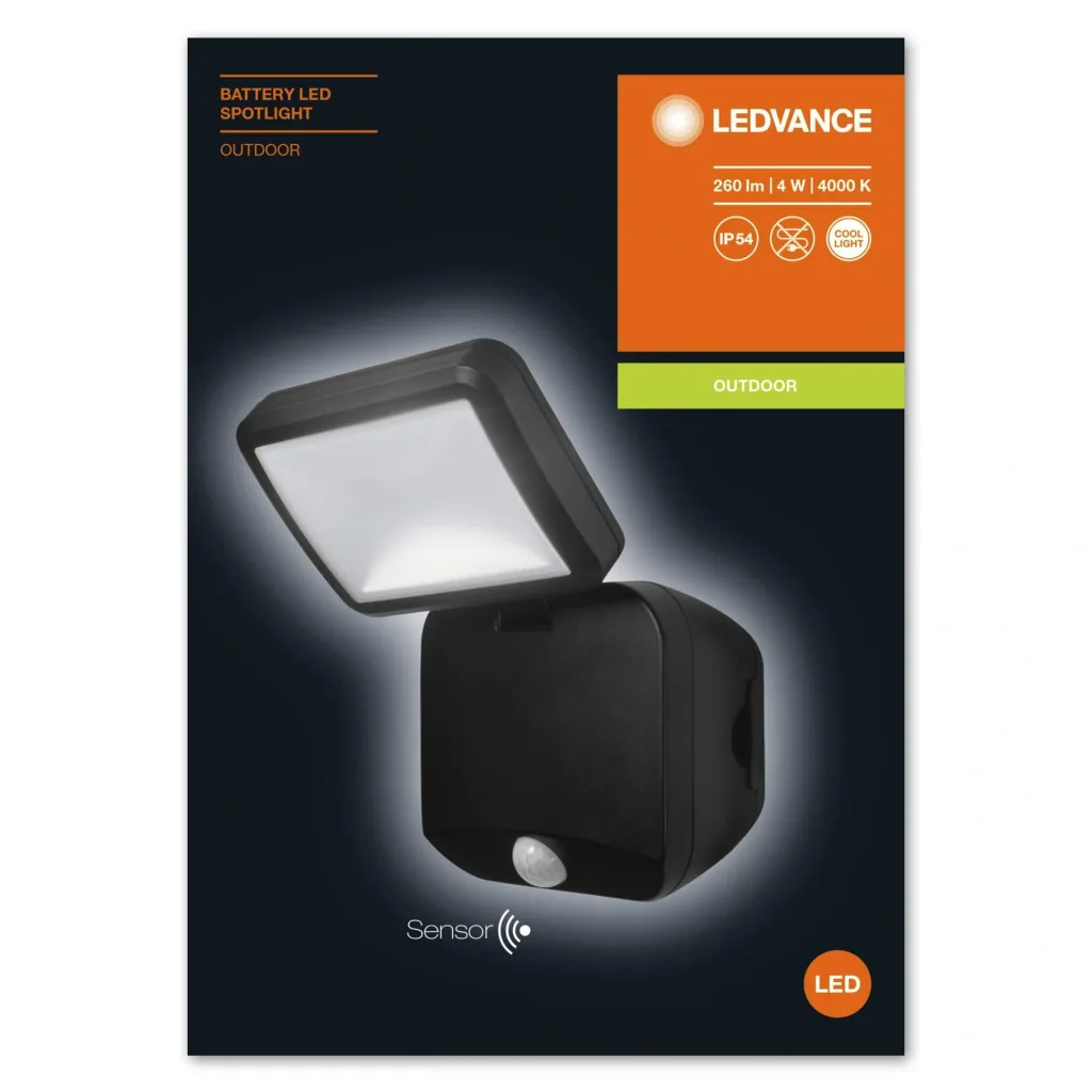 Batteriebetriebenes LED Outdoor Flutlicht mit Bewegungsmelder