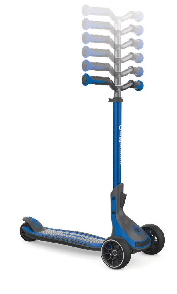 ULTIMUM Tretroller Kinder Erwachsene, 125/90 mm extra breit, ABEC 7, 3-rädrig, höhenverstellbar, dunkelblau