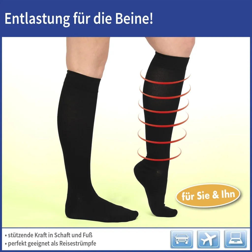 Stützkniestrümpfe Energy LYCRA, schwarz, Größe 35 - 38, 1 Paar