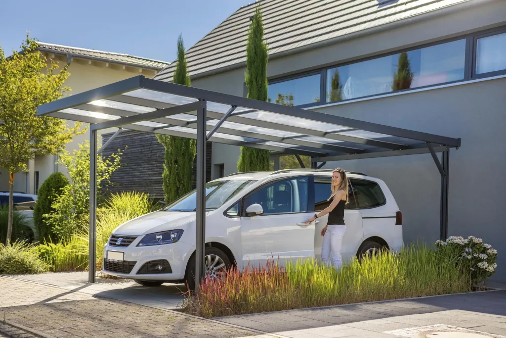 Carport Premium, anthrazit, 3094 x 5620 mm - Polycarbonat Stegplatten 16 mm, klar