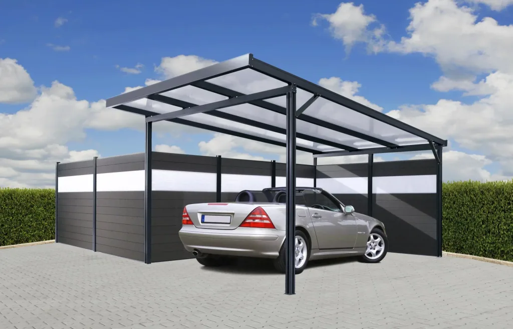 Carport Premium, anthrazit, 3094 x 5620 mm - Polycarbonat Stegplatten 16 mm, klar