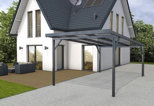 Carport Premium, anthrazit, 3094 x 5620 mm - Polycarbonat Stegplatten 16 mm, klar