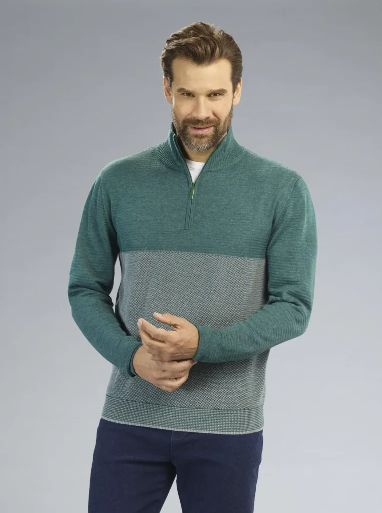 Pullover mit Reißverschluß, Farbe grün, Gr.M