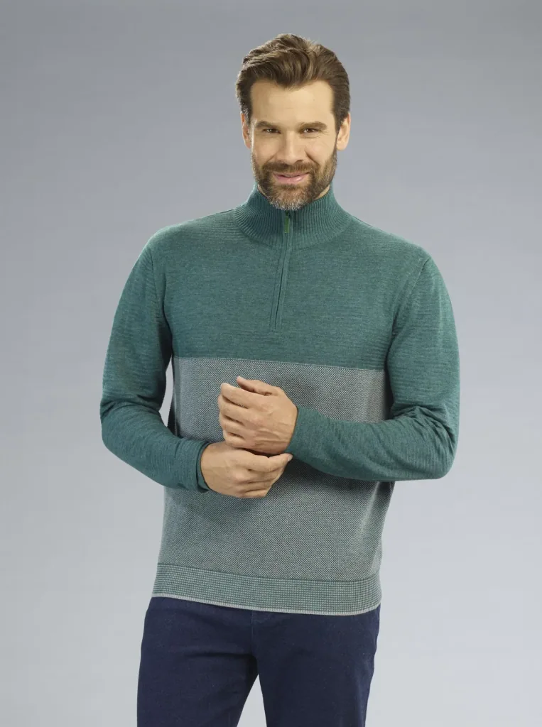 Pullover mit Reißverschluß, Farbe grün, Gr.M