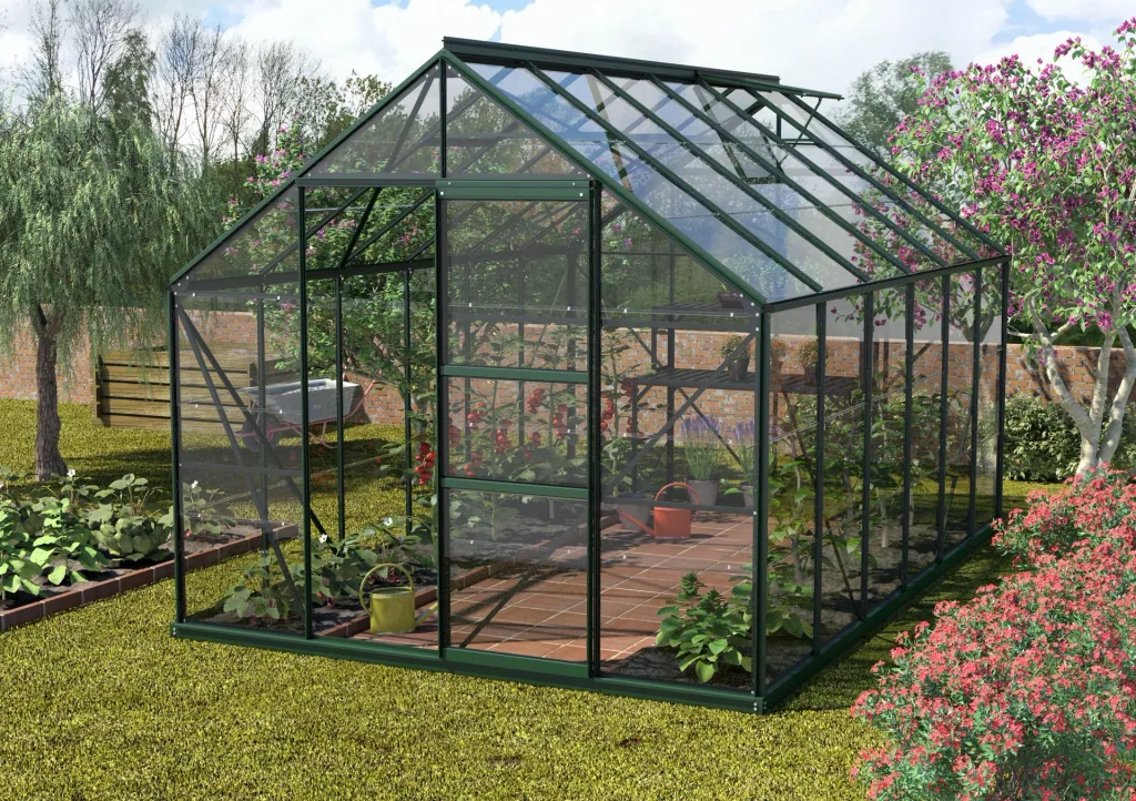 Gewächshaus Merkur 9900 ESG 3 mm, Farbe smaragd