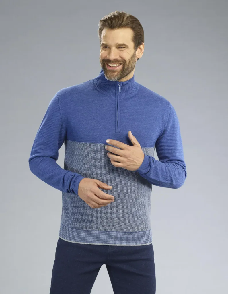 Pullover mit Reißverschluß, Farbe royal, Gr.M