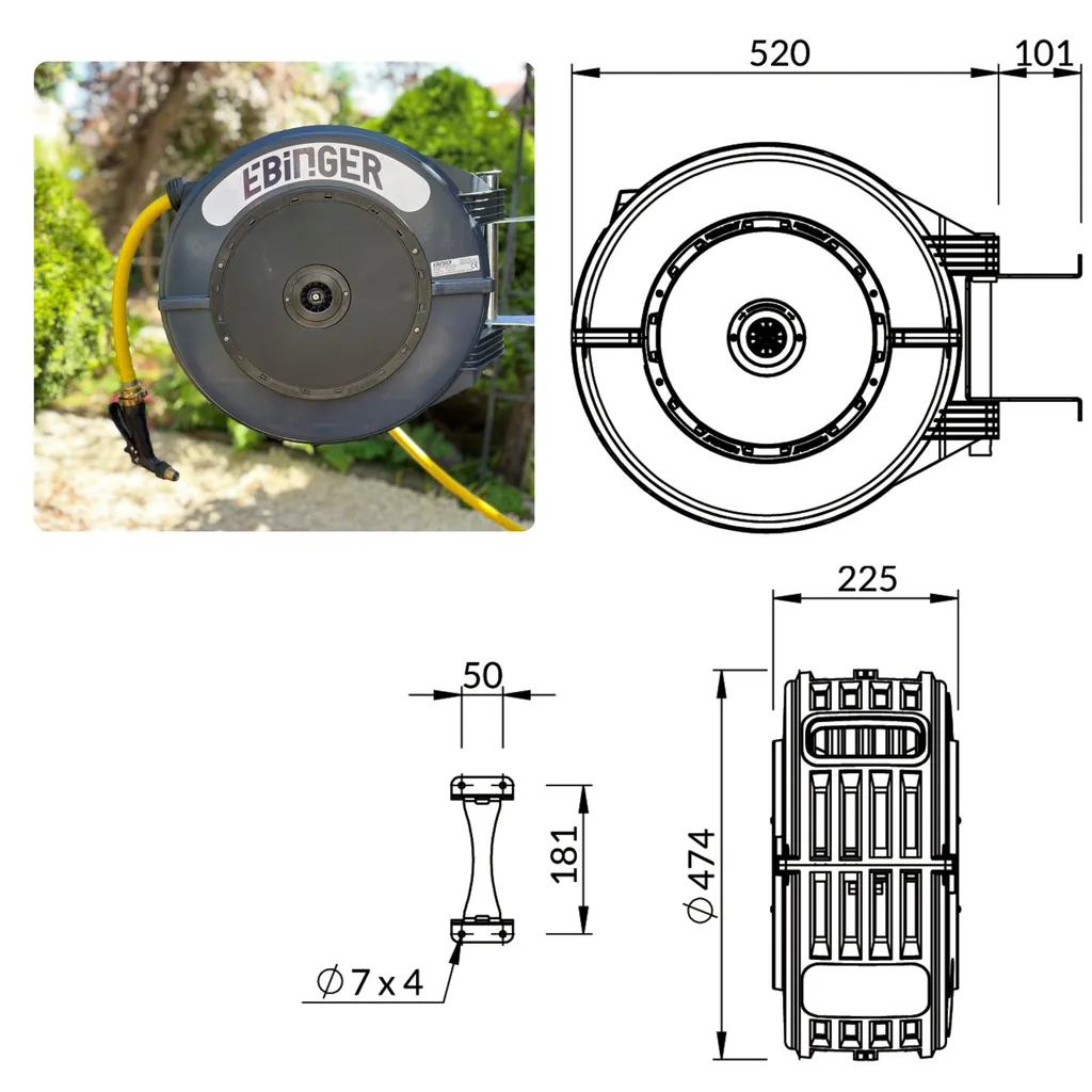 Schlauchaufroller, Wandhalter "DR100-R3"