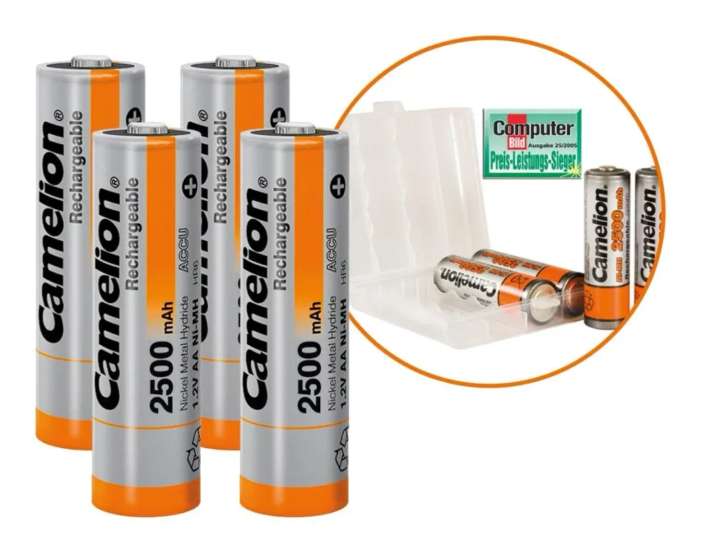 NiMH Mignon (AA) Akku mit 2500mAh - 4 Stück Inklusive Box