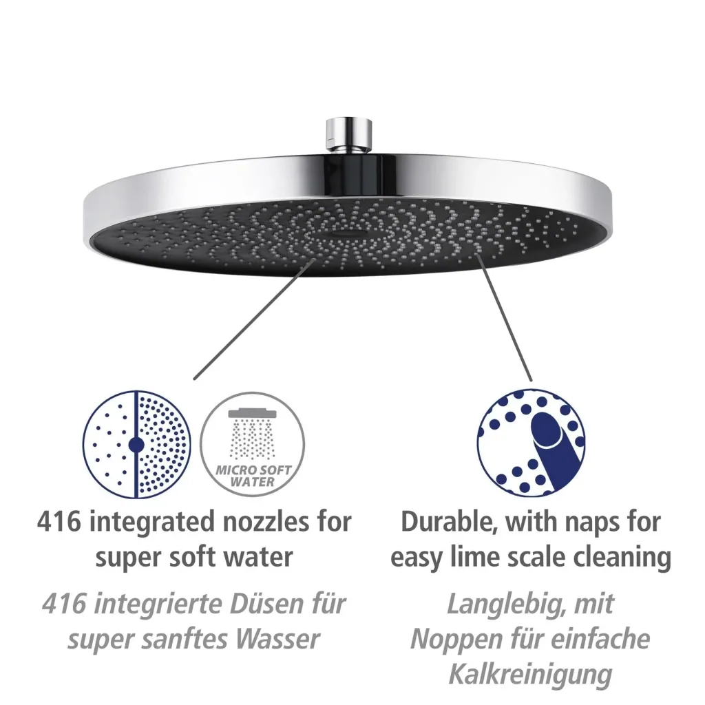 Duschsystem Softwater Chrom - einfacher Anschluss an bestehende Armatur oder Wandanschlussbogen