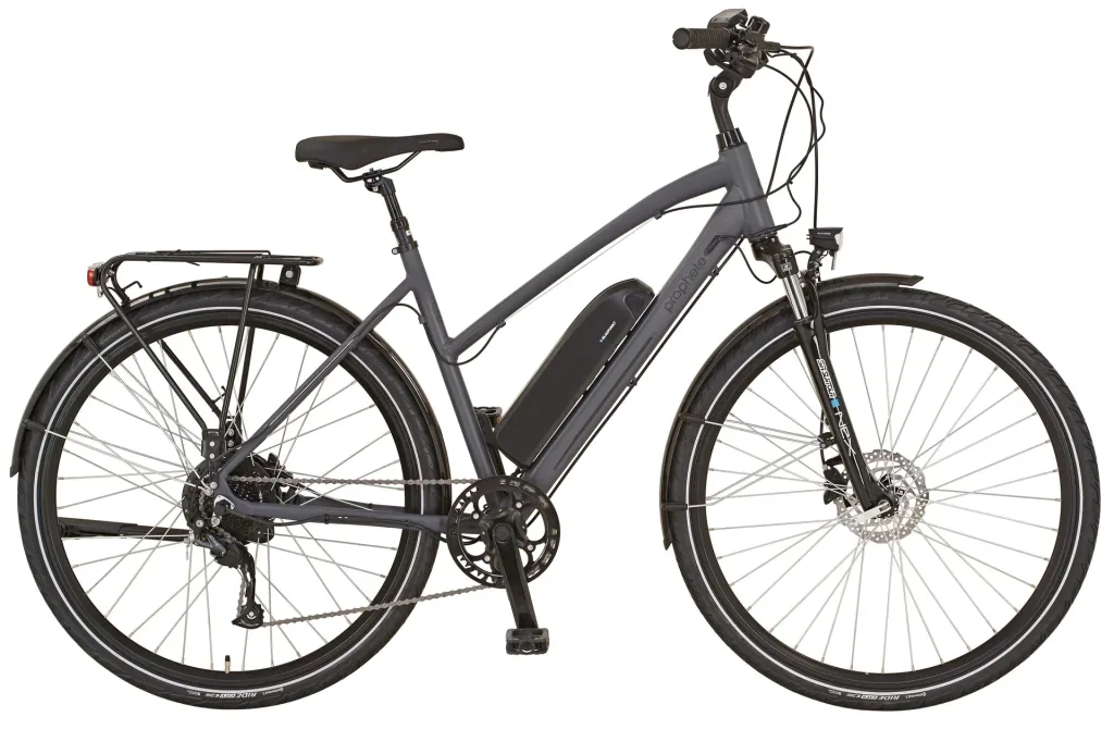 Damen Trekking E-Bike 28 Zoll, Rahmenhöhe 50 cm, 8-Gang Kettenschaltung, grau, ENTDECKER 20.EST.10