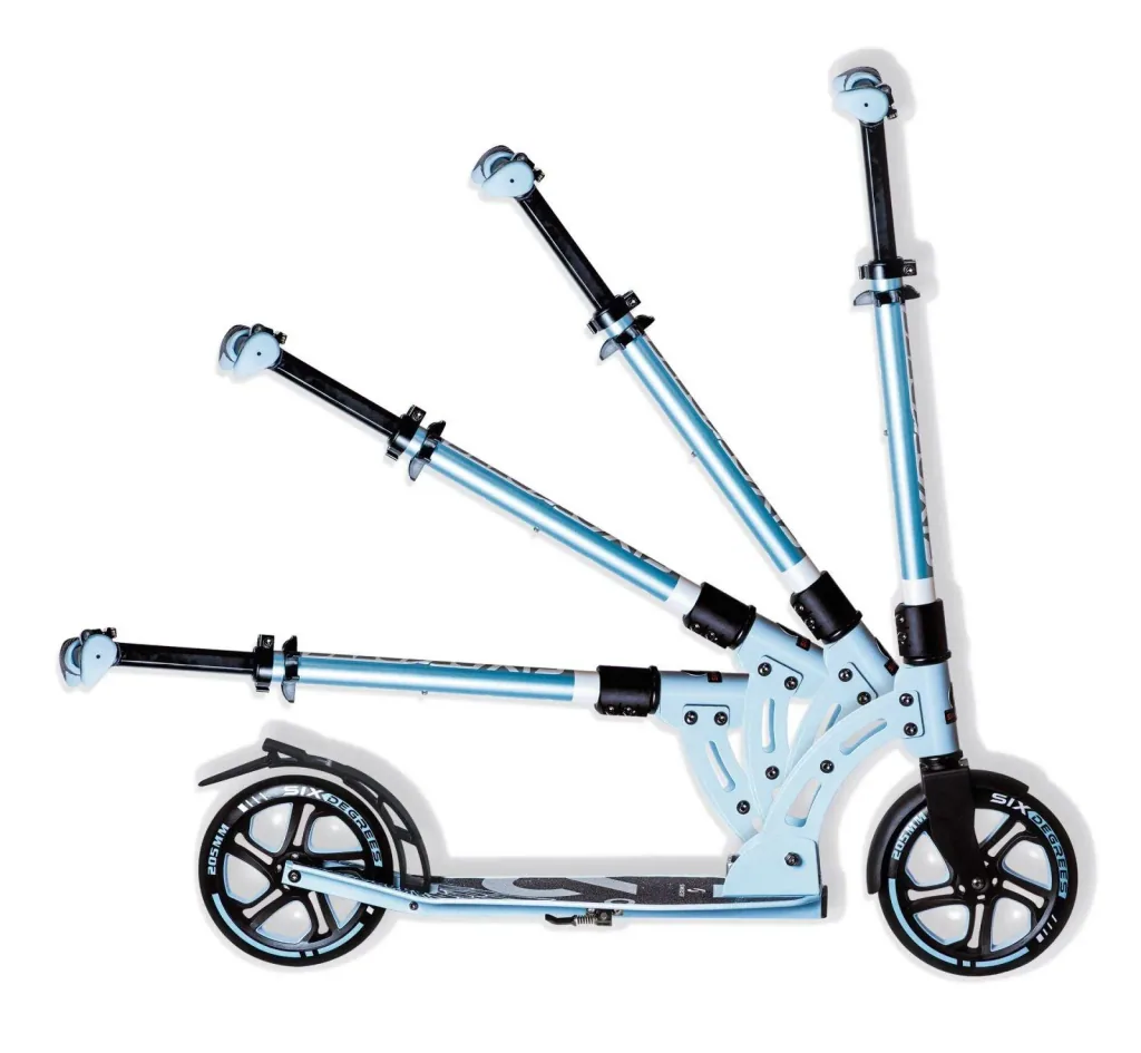 Aluminium Scooter mit Klappmechanismus, Ständer, 205 mm, ABEC 7, höhenverstellbar, pastell-blau