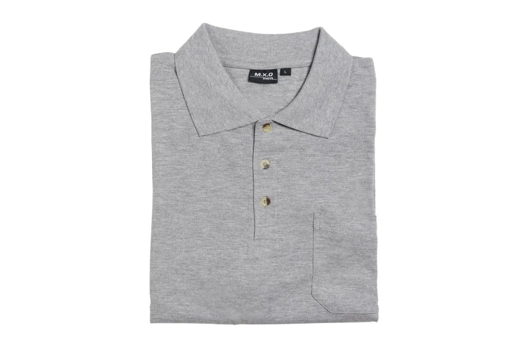Poloshirt mit Knopfleiste und Brusttasche, Farbe silbergrau, Gr.3XL