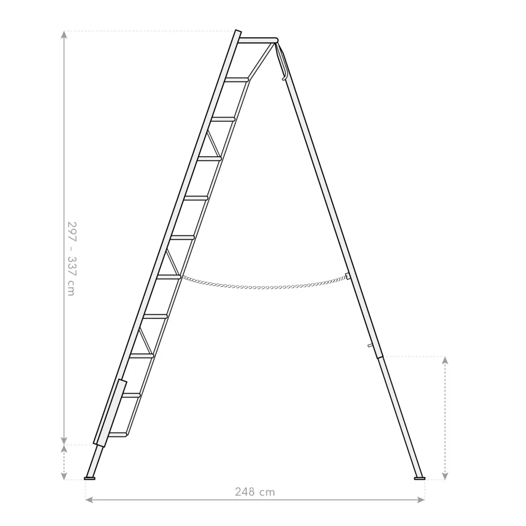 Niwaki Dreibein-Gartenleiter 3-Holm 140×267,5×361 cm Aluminium Silber – höhenverstellbares Standbein