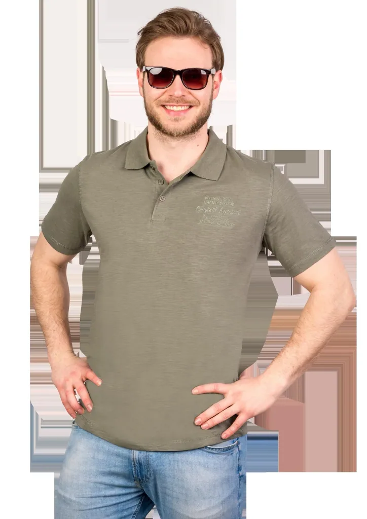 Poloshirt mit Knopfleiste, Farbe khaki, Gr. M