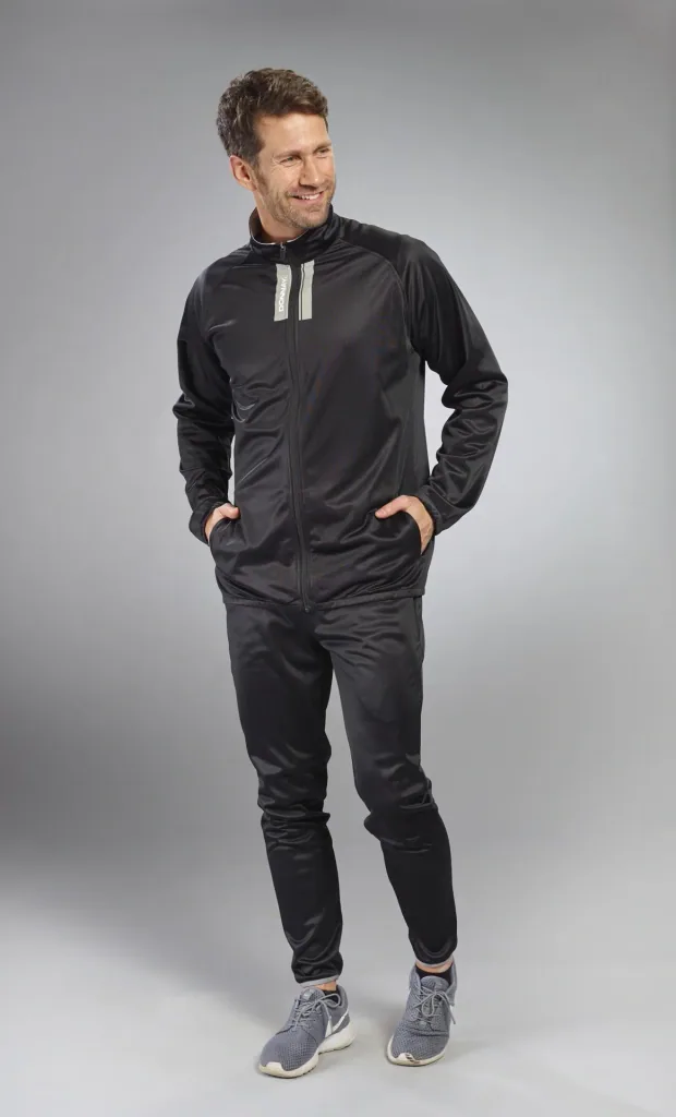 Trainingsanzug, 2-teilig, schwarz/grau, Gr. M