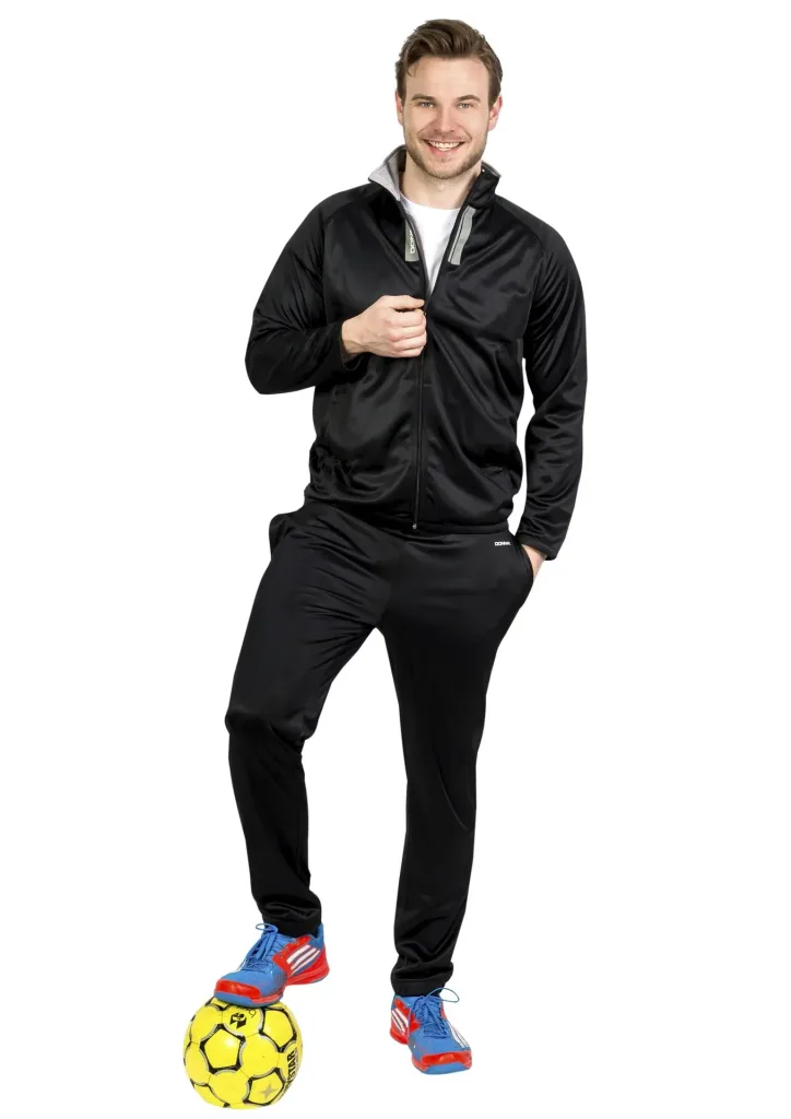 Trainingsanzug, 2-teilig, schwarz/grau, Gr. M