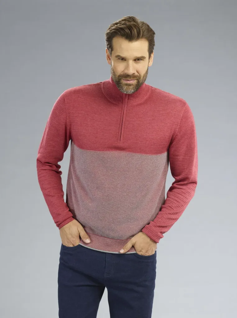 Pullover mit Reißverschluß, Farbe rot, Gr.M