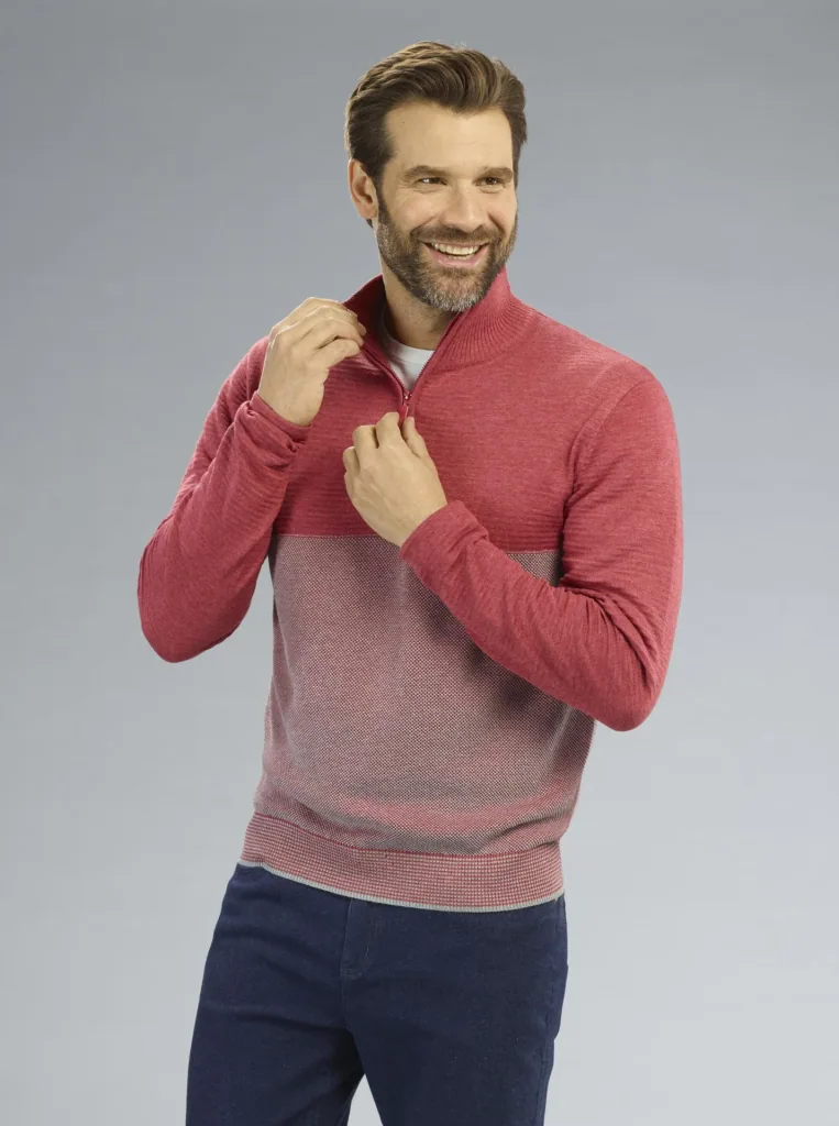 Pullover mit Reißverschluß, Farbe rot, Gr.M
