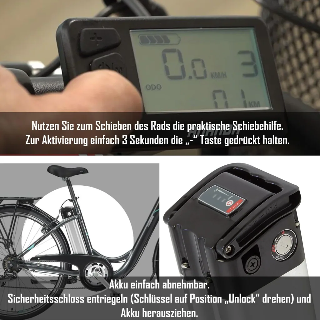 Unisex Alu-City E-Bike, 28 Zoll, 7-Gang Kettenschaltung, anthrazit, Multitalent RC822