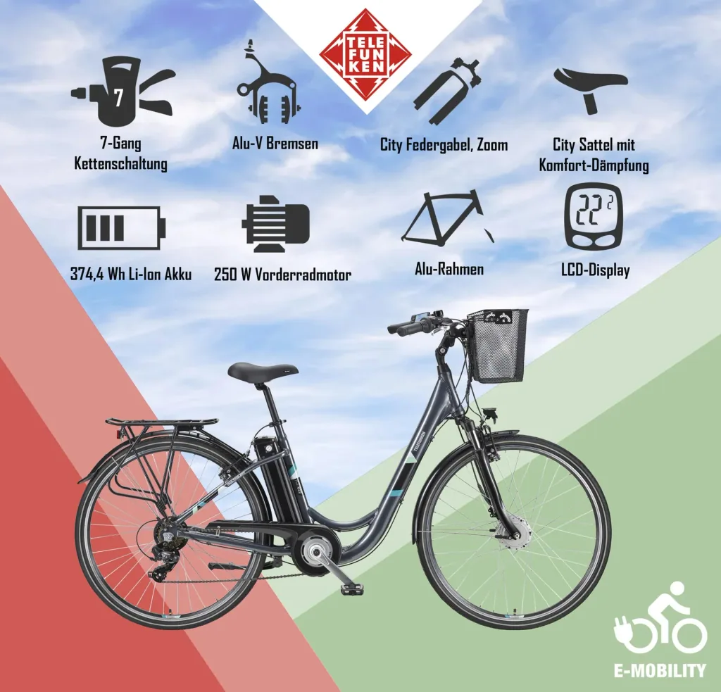 Unisex Alu-City E-Bike, 28 Zoll, 7-Gang Kettenschaltung, anthrazit, Multitalent RC822