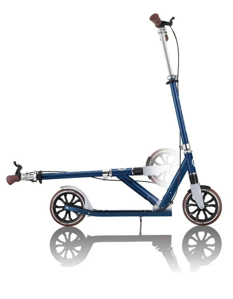NL 205 Deluxe Tretroller, 205 mm, ABEC 7, Handbremse, höhenverstellbar, Frontfederung, Klappmechanismus, blau