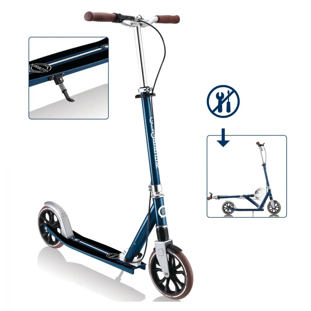 NL 205 Deluxe Tretroller, 205 mm, ABEC 7, Handbremse, höhenverstellbar, Frontfederung, Klappmechanismus, blau