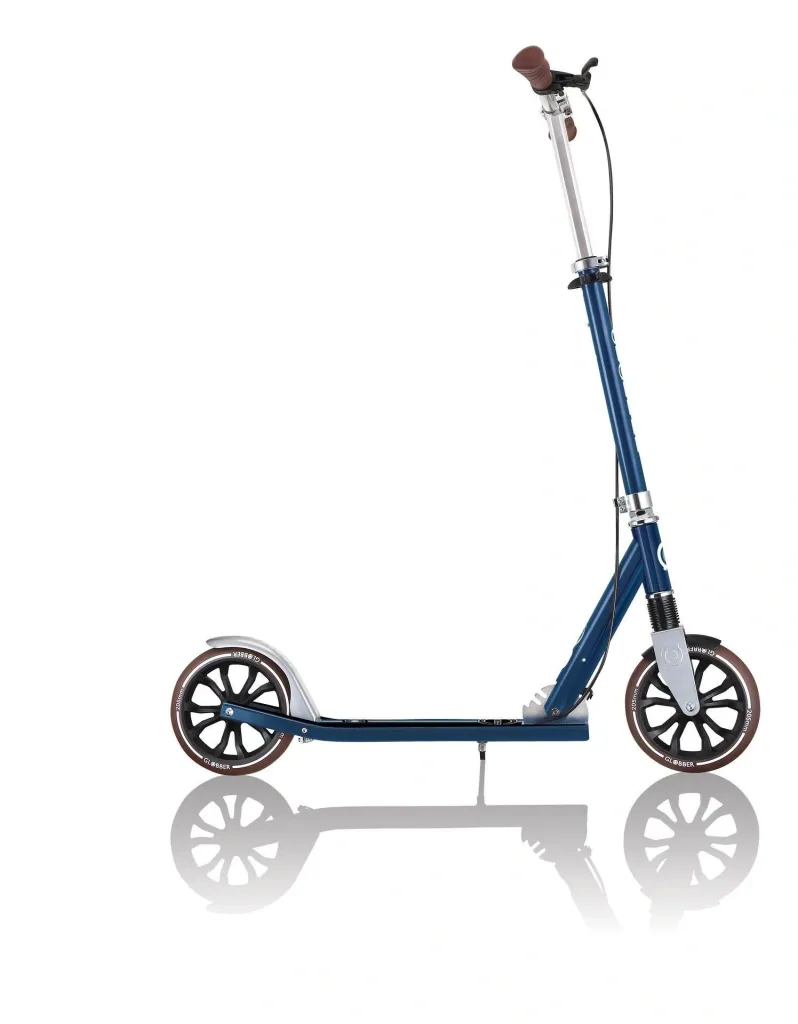 NL 205 Deluxe Tretroller, 205 mm, ABEC 7, Handbremse, höhenverstellbar, Frontfederung, Klappmechanismus, blau