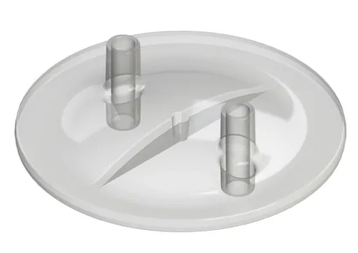 Melkeimerdeckel flach, transparent mit 2 Stutzen, 16mm ID / 20mm AD