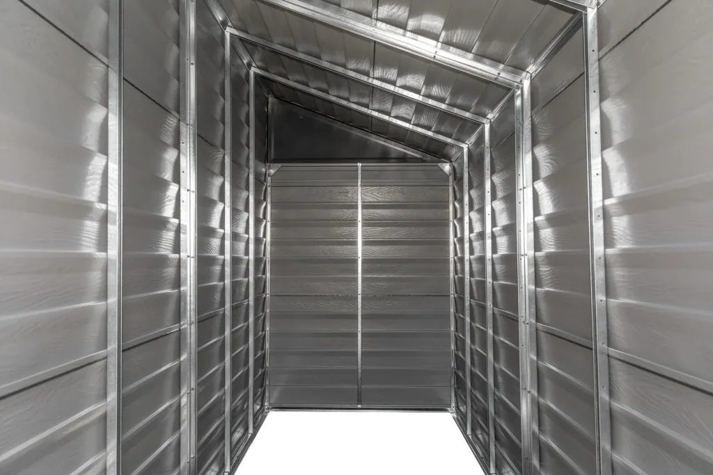 Spacemaker Gerätehaus Anlehnhaus 410 295×124×208 cm Grau – XL Pultdach, verzinkter Stahl