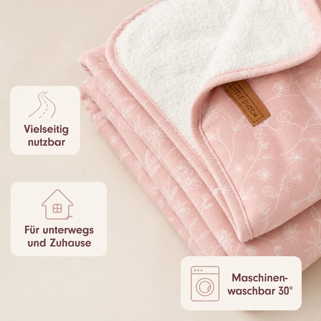Little Dutch Baby Kuscheldecke "Wild Flowers" rosa, Größe: 110 x 140 cm
