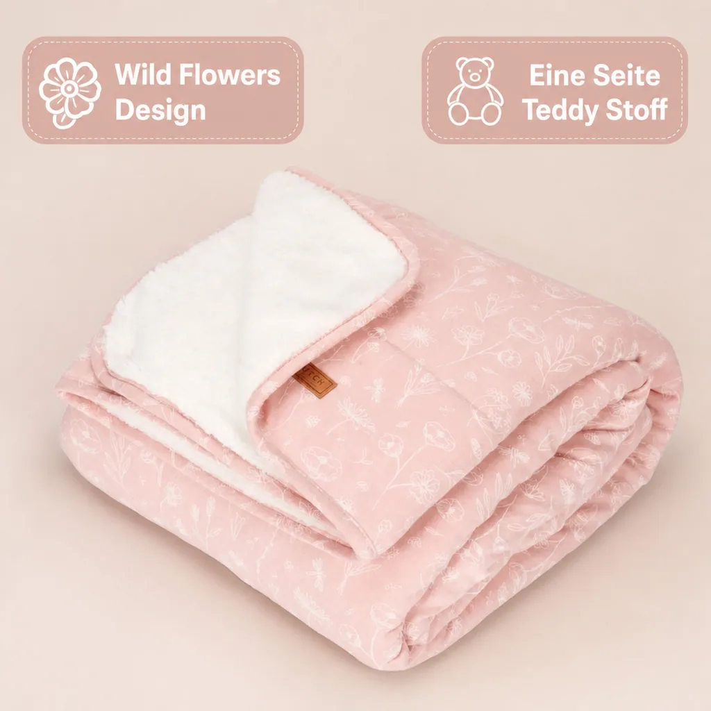 Little Dutch Baby Kuscheldecke "Wild Flowers" rosa, Größe: 110 x 140 cm