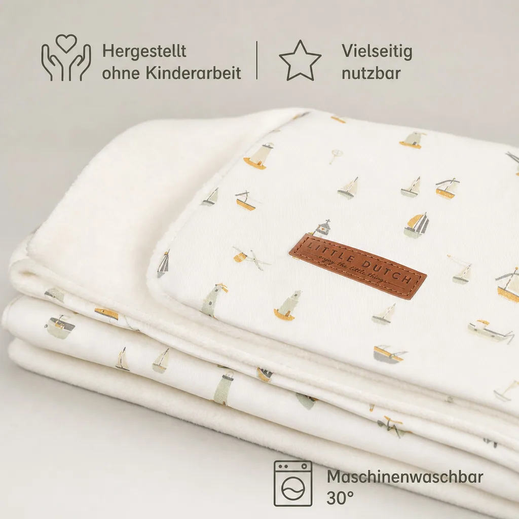 Little Dutch Baby Kuscheldecke "Sailors Bay" weiß, Größe: 70 x 100 cm