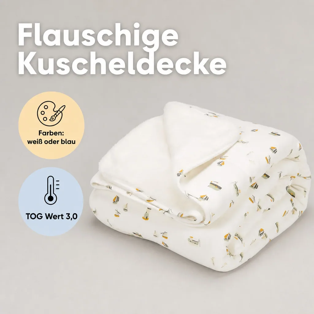 Little Dutch Baby Kuscheldecke "Sailors Bay" weiß, Größe: 70 x 100 cm