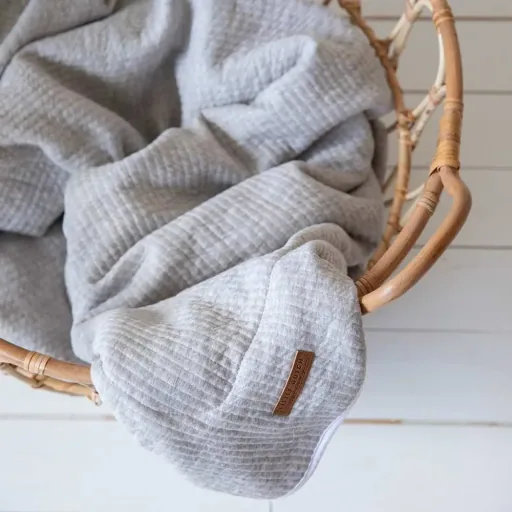 Little Dutch Bettlaken Babybett uni grau "Pure Grey", Größe: 60 x 120 cm