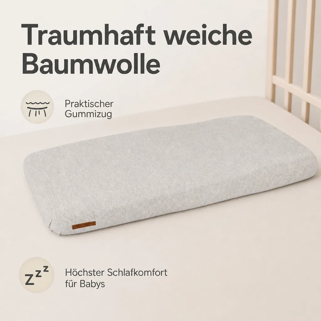 Little Dutch Bettlaken Babybett uni grau "Pure Grey", Größe: 60 x 120 cm