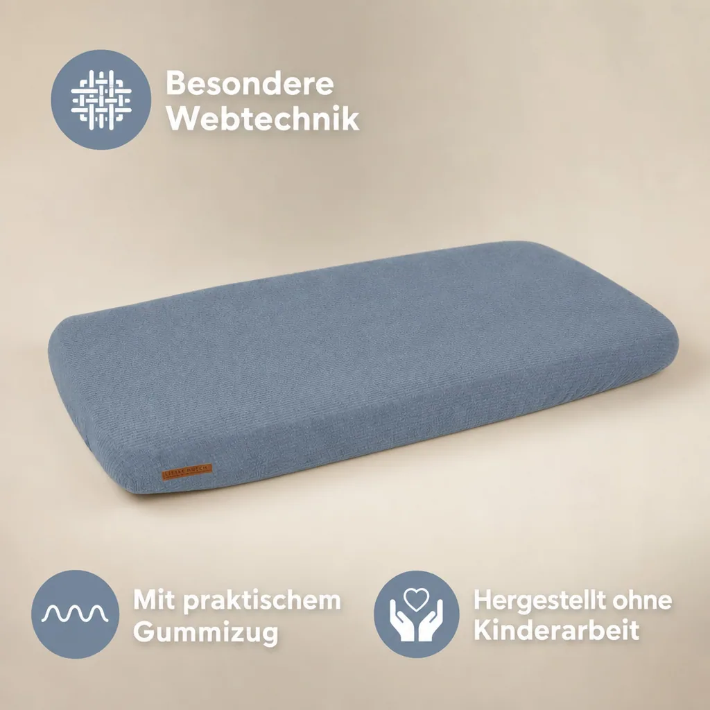 Little Dutch Bettlaken Babybett uni blau "Pure Blue", Größe: 60 x 120 cm