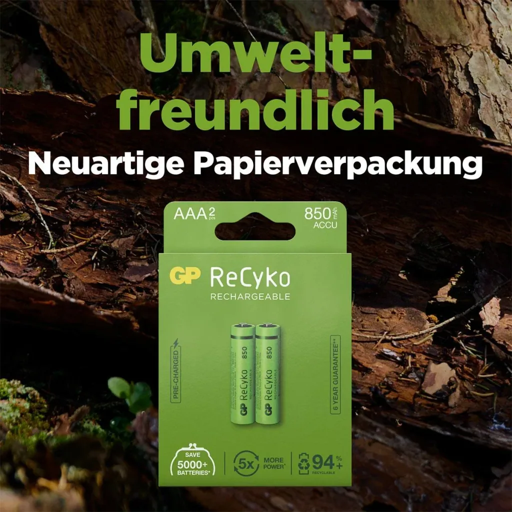 ReCyko Micro (AAA) NiMH Akkus mit 850 mAh, 1,2V - 2 Stück