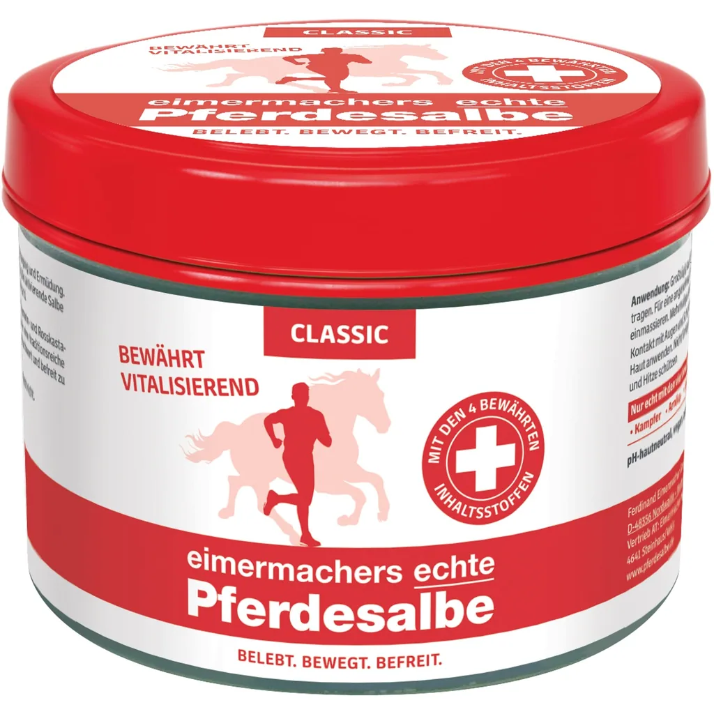 eimermachers echte Pferdesalbe Classic – kühlendes Gel für Menschen mit Kampfer & Arnika, 500 ml Dose