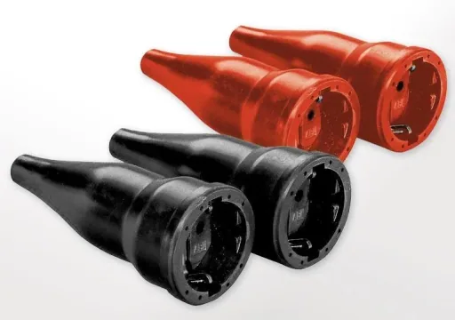 Vollgummi Kupplung - 2 Stück mit Schutzkontakt IP 20 - rot