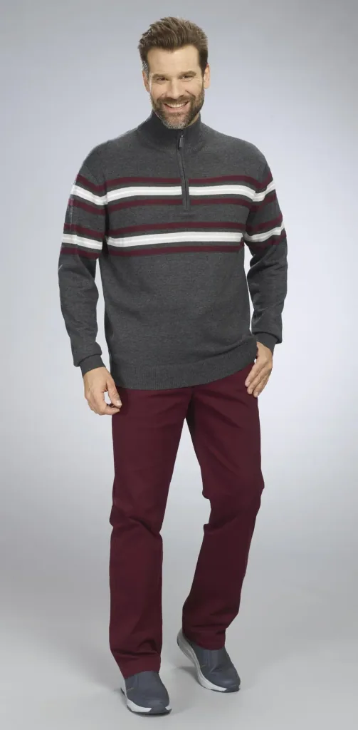 Pullover mit Streifen, Farbe anthra, Gr.M
