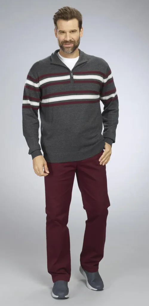 Pullover mit Streifen, Farbe anthra, Gr.M